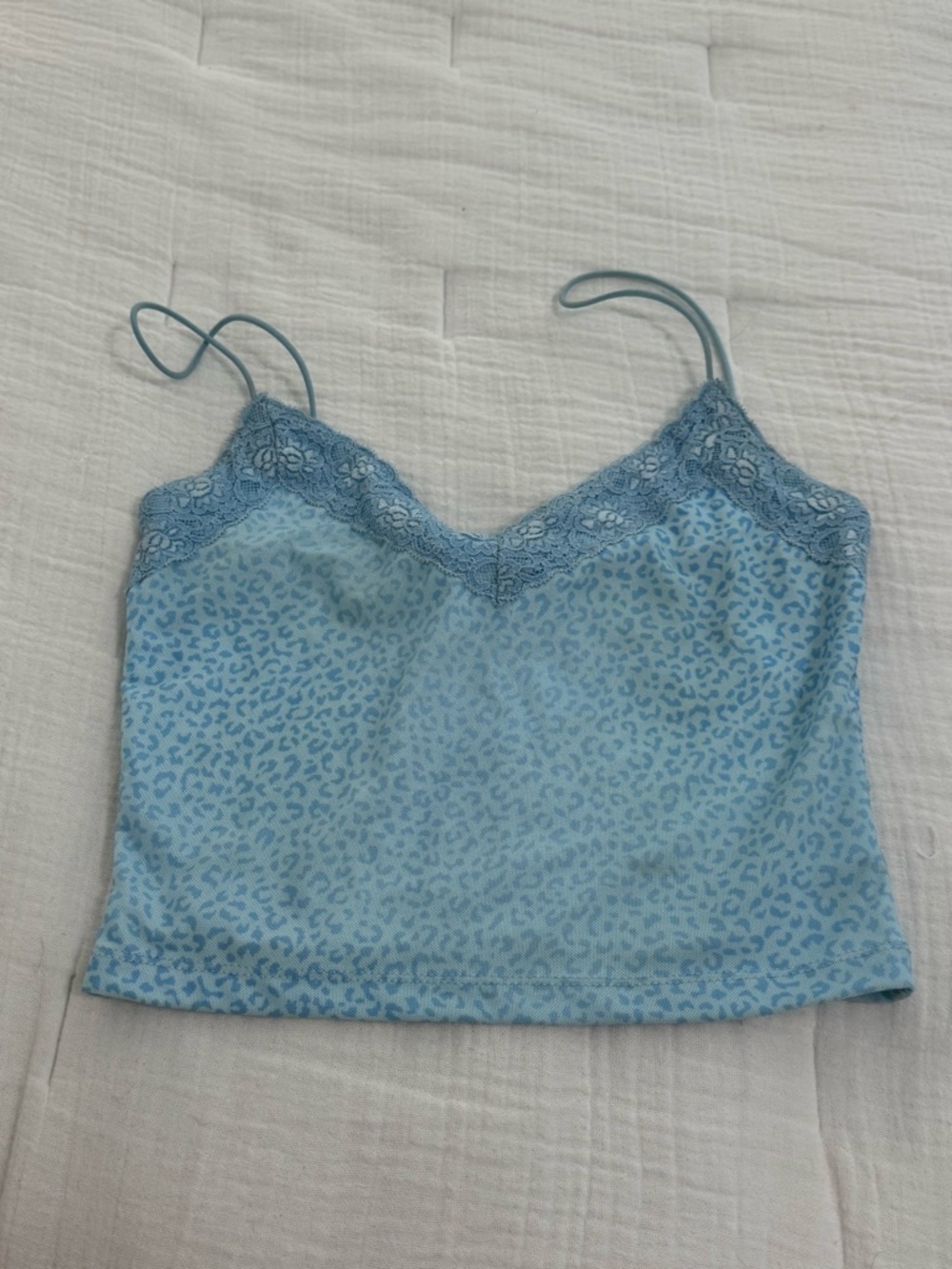 Princess Polly Blue Lace-Trim Leopard Cami